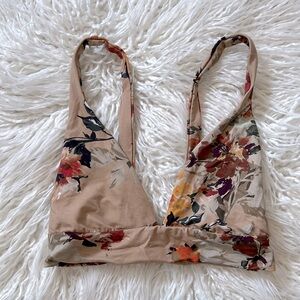 Tan floral Boys + Arrows bikini top, XS